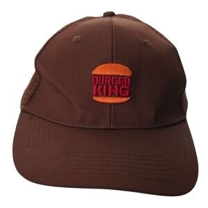 Burger King Crew Hat Brown Mesh Trucker Cap Embroidered Logo Adjustable Snapback